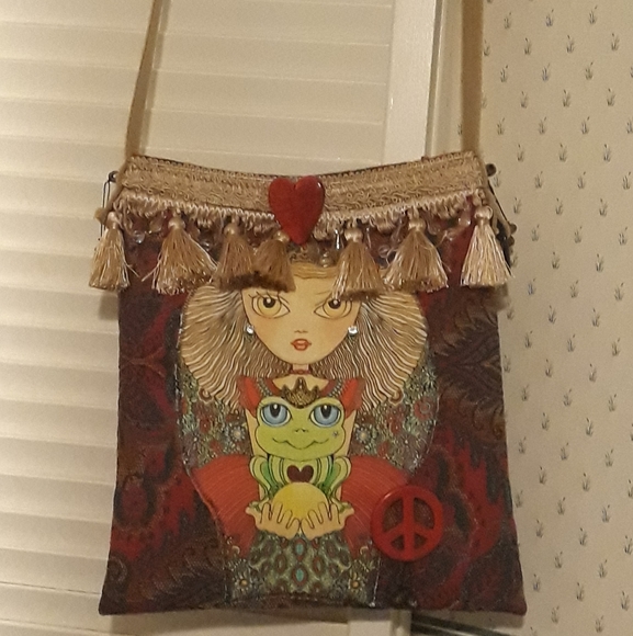 Handmade Artsy Boho Peace & Love Bag - Picture 9 of 9